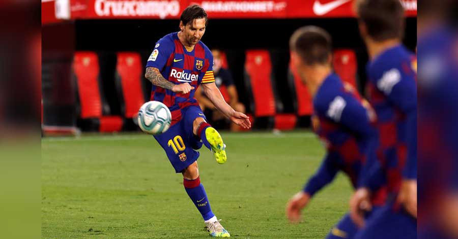 Barcelona empató en su visita al Sevilla y Messi no pudo llegar a su gol 700