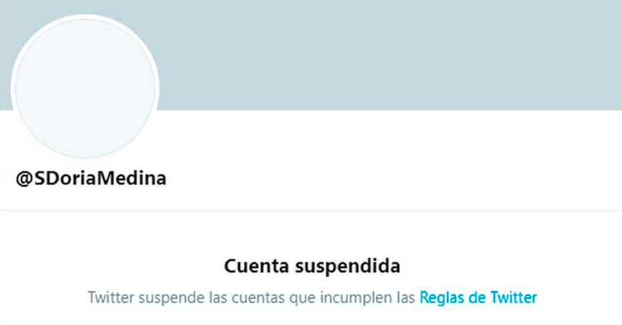 Twitter suspende la cuenta de Doria Medina y éste acusa a “guerreros digitales”