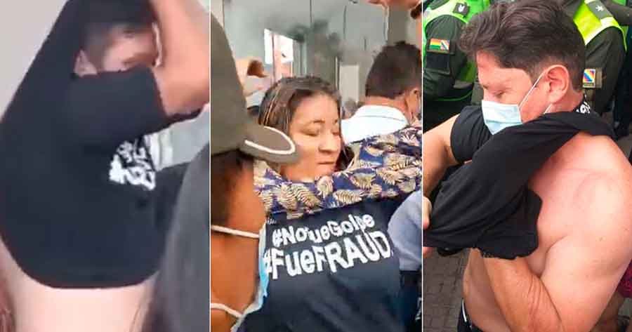 Hicieron tapar y cambiar poleras de ‘No Fue Golpe’ a opositores para ingresar a acto