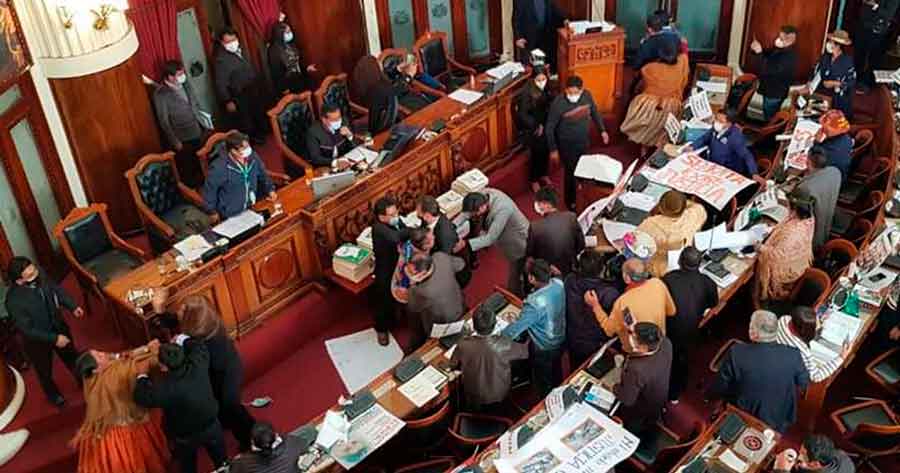 Asambleístas se van a los golpes en la interpelación al ministro de Gobierno 