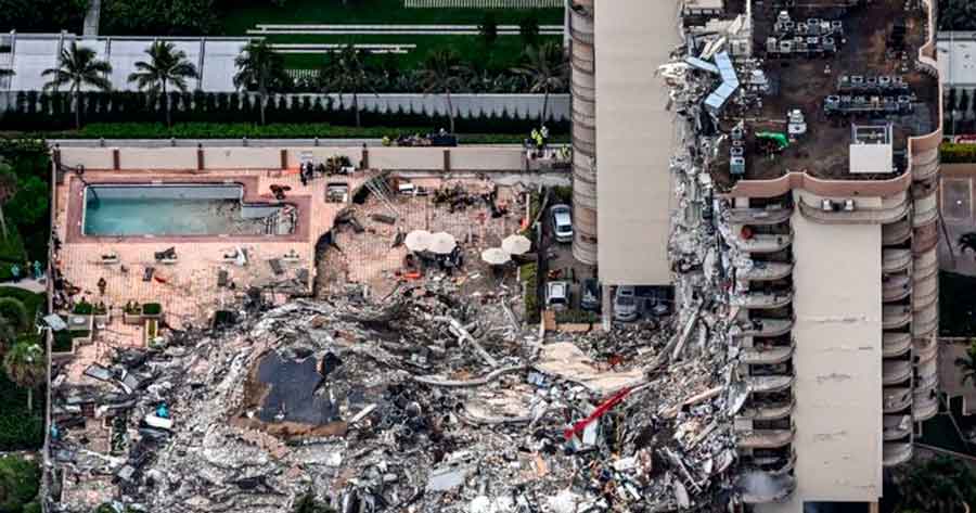 Derrumbe en Miami: el video que muestra escombros y agua en el garaje del edificio en Miami minutos antes de que este colapsara